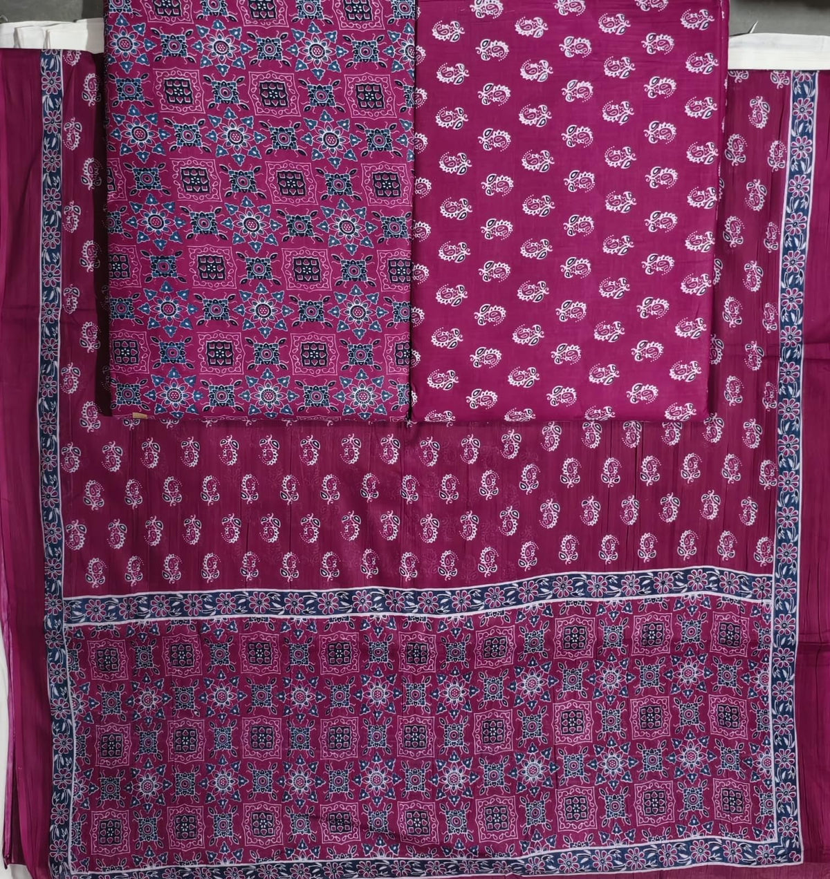DRAVINAM Trends Jaipuri Print Cambric Cotton Unstitched Salwar Suit Dress Material for Women with Mulmul Cotton Dupatta