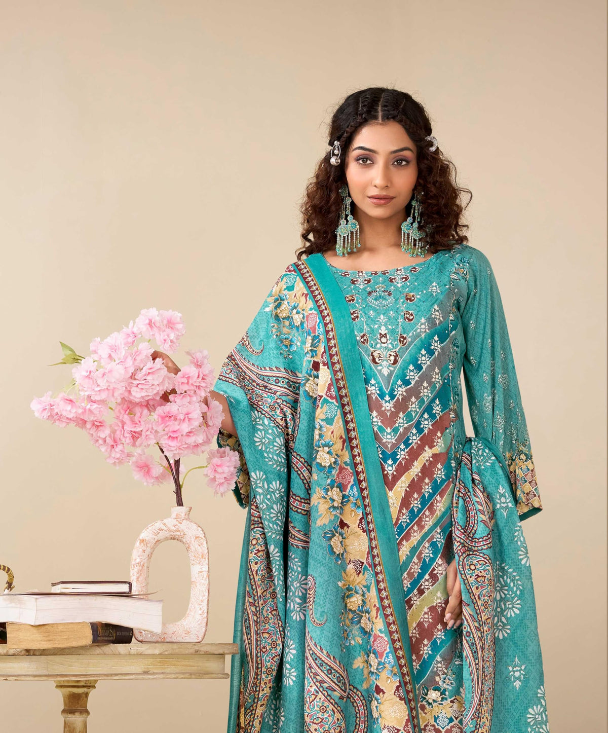 DRAVINAM Trends Kurti 2.50 mtrs, Pure Viscose Rayon (3 mtrs apx), Pure Cotton Mal Mal Print (2.30|Grey