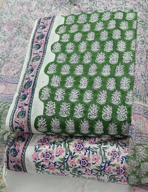 DRAVINAM Trends Sanganeri Hand Block Print Pure Cambric Unstitched Cotton Suit Dress Material with Kota Doriya Hand Printed Dupatta