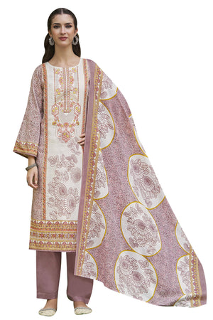 DRAVINAM Trends Kurti 2.50 mtrs, Pure Cotton Salwar (3 mtrs apx), Pure Cotton Mal Mal Print (2.30|Light Brown 1