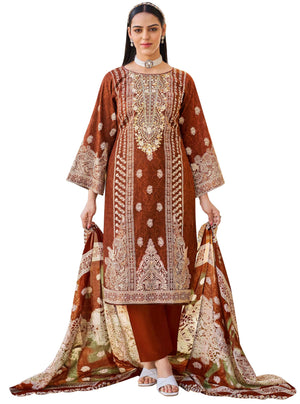 DRAVINAM Trends Women's Unstitched Salwar Suit Dress Material - Cotton Digital Printed Organza Embroidered Kameez II Unstitch Bottoms II Cotton Dupatta