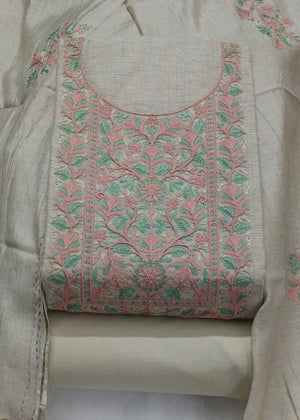 DRAVINAM Trends Embroidered Premium Cotton Unstitched Suit Dress Material for Women with Soft Silk Embroidered Dupatta