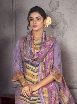 DRAVINAM Trends Women’s Ethnic Suit (Stitched, 3-Piece Set)– Heavy Viscose Rayon Designer Kurta with Heavy Handwork (2.5 m), Cotton Mal Mal Printed Dupatta (2.3 m), Bottom (3 m) (GOLDENROD, XL)