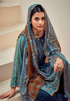 DRAVINAM Trends Women's Unstitched Salwar Suit Dress Material - Cotton Digital Printed Organza Embroidered Kameez II Unstitch Bottoms II Cotton Dupatta