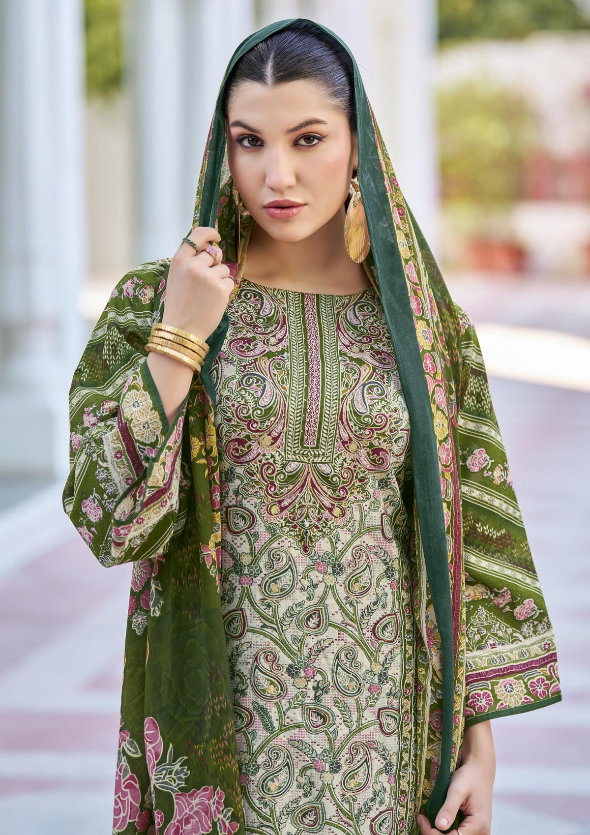 DRAVINAM Trends Kurti 2.50 mtrs, Pure Cotton (3 mtrs apx), Pure MAL MAL Cotton Dupatta Print (2.30|Black