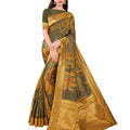 DRAVINAM Trends Printed silk saree with Jacquard Border and Blouse Piece (Green)