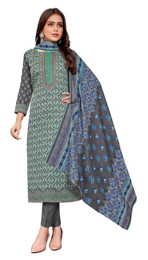 DRAVINAM Trends Women's Unstitched Kashmiri Kani Printed Woolen Winter wear salwar suits for women with Fancy Kani Shawl dupatta (Green)