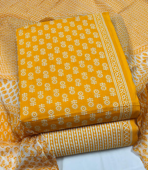 DRAVINAM Trends Jaipuri Print Cambric Cotton Unstitched Salwar Suit Dress Material for Women with Mulmul Cotton Dupatta