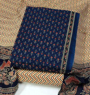 DRAVINAM Trends Jaipuri Print Cambric Cotton Unstitched Salwar Suit Dress Material for Women with Mulmul Cotton Dupatta