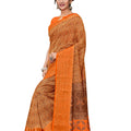 DRAVINAM Trends Women's Cotton Linen Jacquard Woven Broad Border Pattu Saree with Blouse Piece (Pattu SareeSRMN_40N_Orange)