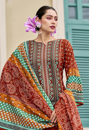 DRAVINAM Trends Unstitched Suit Material – Pure Cotton Digital Prints Daman Organza Embroidery Kameez, Cotton Bottoms and Dupatta