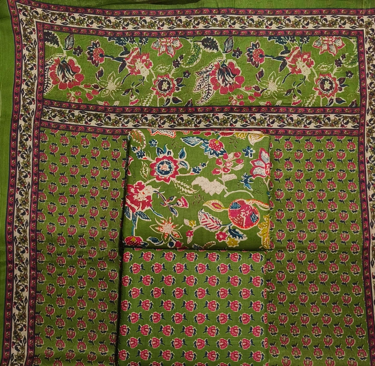 DRAVINAM Trends Jaipuri Print Cambric Cotton Unstitched Salwar Suit Dress Material for Women with Mulmul Cotton Dupatta