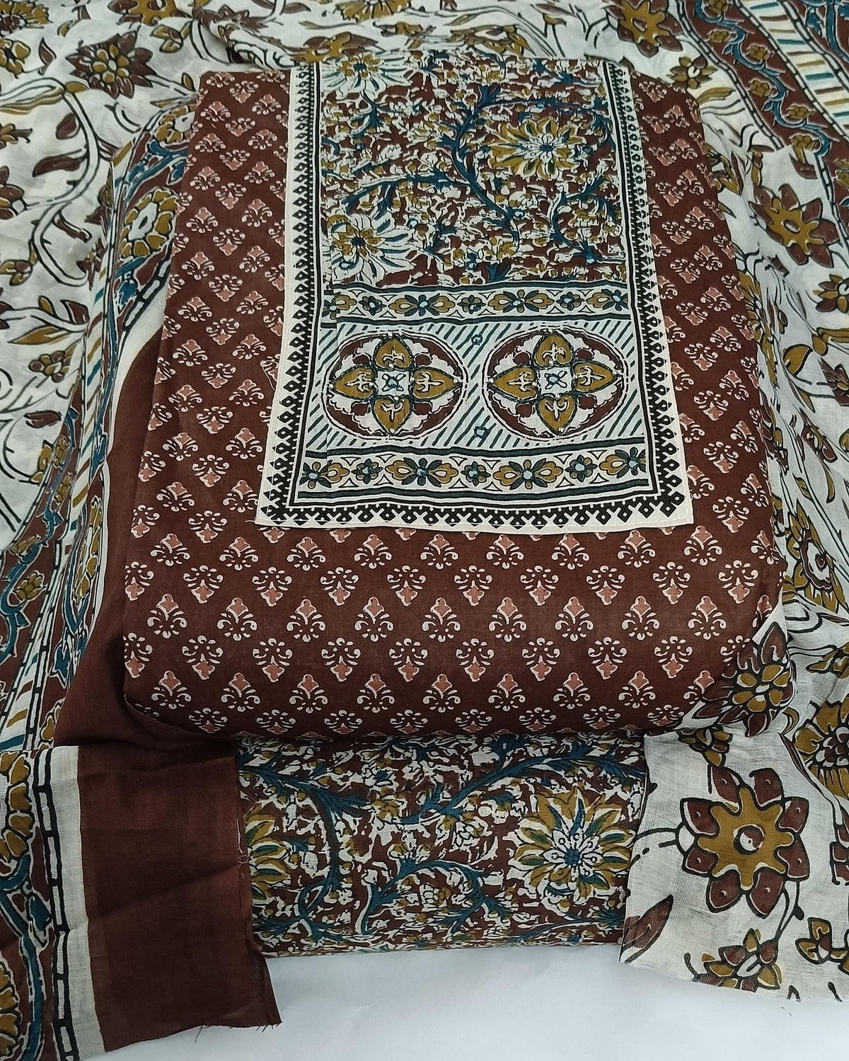 DRAVINAM Trends Women's Ethnic Pure Cotton Jaipuri Printed Unstitched Salwar Suit Dress Material with Dupatta