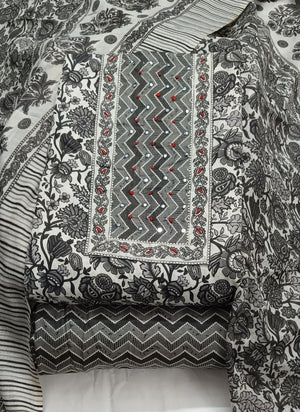 DRAVINAM Trends Women's Ethnic Pure Cotton Jaipuri Printed Unstitched Salwar Suit Dress Material with Dupatta