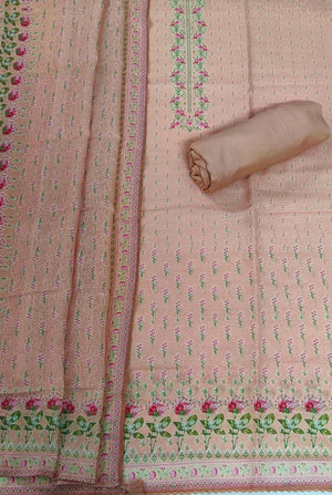 DRAVINAM Trends Women's Premium Pure Linen Floral Printed Unstitched Salwar Suit Dress Material with Dupatta