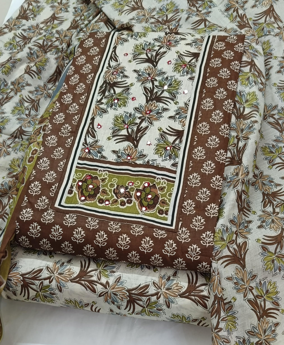 DRAVINAM Trends Women's Ethnic Pure Cotton Jaipuri Printed Unstitched Salwar Suit Dress Material with Dupatta