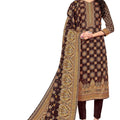 DRAVINAM Trends Women's Unstitched Kashmiri Kani Printed Pure Woolen Winter wear salwar suits for women with Fancy Kani Shawl dupatta (Brown)