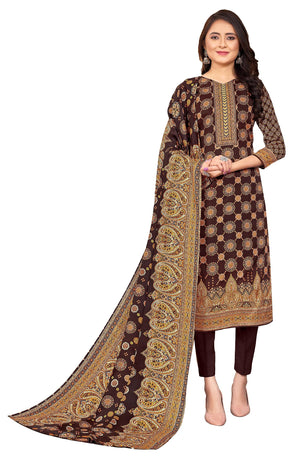 DRAVINAM Trends Women's Unstitched Kashmiri Kani Printed Woolen Winter wear salwar suits for women with Fancy Kani Shawl dupatta (Green)