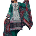 DRAVINAM Trends Women's Pakistani Embroidered Printed Unstitched Pure Cotton Salwar Suit Dress Materials with Printed Cotton Dupatta (Green)