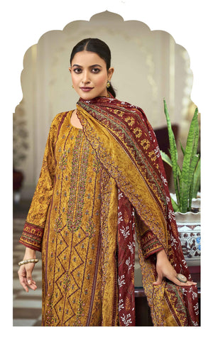 DRAVINAM Trends Women's Unstitched Salwar Suit Dress Material - Cotton Digital Printed Organza Embroidered Kameez II Unstitch Bottoms II Cotton Dupatta