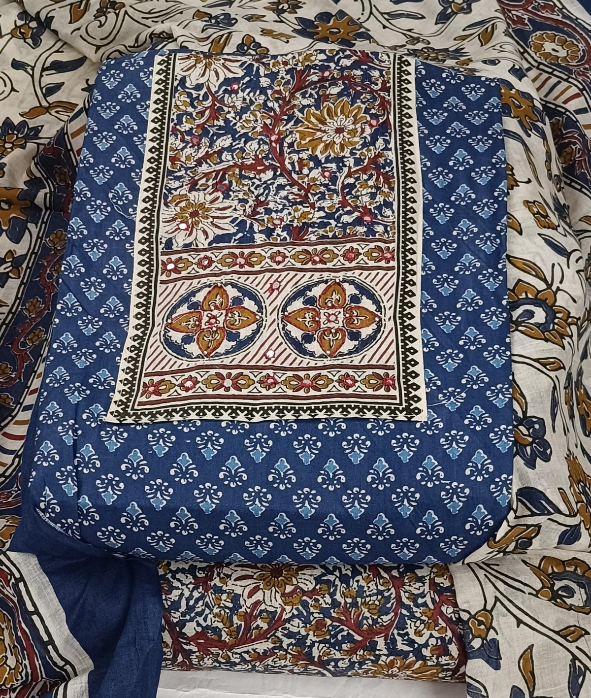 DRAVINAM Trends Women's Ethnic Pure Cotton Jaipuri Printed Unstitched Salwar Suit Dress Material with Dupatta
