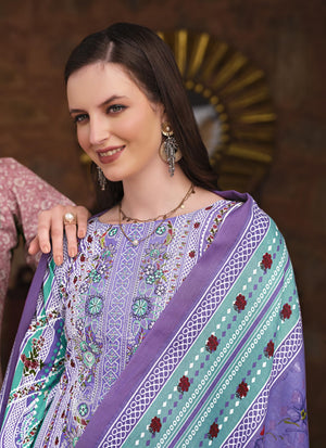 DRAVINAM Trends Unstitched Pakistani Embroidered Pure Cotton Salwar Suit Dress Materials with Cotton Dupatta