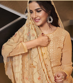 DRAVINAM Trends women’s real georgette digital printed sequence embroidered unstitched salwar Suit Dress Material with pure georgette sequence embroidered dupatta (sea green)