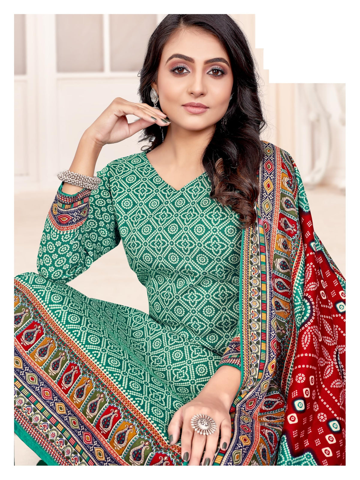 DRAVINAM Trends Heavy Spun Digital Style Printed Unstitched Salwar Suit for Women with Shawl Dupatta