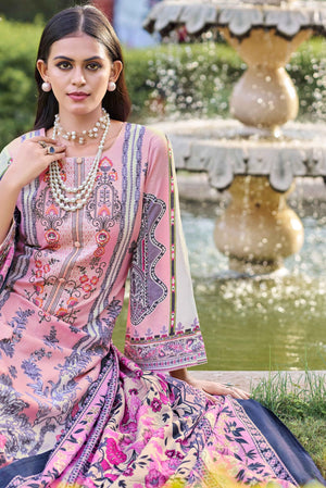 DRAVINAM Trends Unstitched Suit Material Karachi Lawn Cotton Pakistani Digital Printed Embroidered Kameez with Unstitched Bottoms and Cotton Dupatta