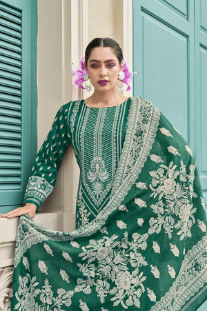 DRAVINAM Trends Unstitched Suit Material – Pure Cotton Digital Prints Daman Organza Embroidery Kameez, Cotton Bottoms and Dupatta