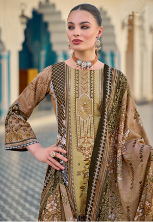 DRAVINAM Trends Women's Unstitched Salwar Suit Dress Material - Cotton Digital Printed Organza Embroidered Kameez II Unstitch Bottoms II Cotton Dupatta