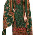 DRAVINAM Trends Women's Unstitched Siroski kanni Print Woollen Pashmina Salwar Suit Dress Material with Pashmina Printed Shawl Dupatta (Free Size_Green)