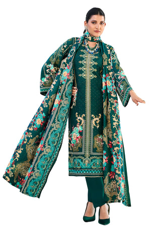 DRAVINAM Trends Women's Unstitched Embroidered Suit Dress Material - Heavy Viscose Rayon Printed Top with Fancy Hand Work and Siroski Work (2.5m), Rayon Bottom (2.8m), Cotton Dupatta (2.25m)