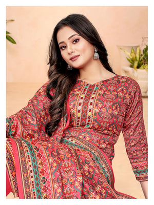 DRAVINAM Trends Pashmina Digital Kani Kashmiri Printed Unstitched Salwar Suit for Women with Digital Shawl Dupatta