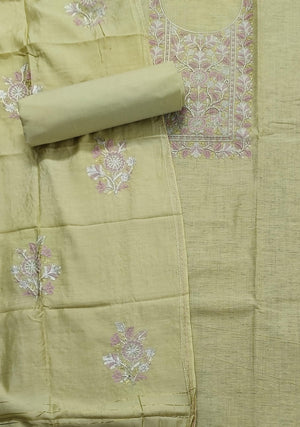 DRAVINAM Trends Embroidered Premium Cotton Unstitched Suit Dress Material for Women with Soft Silk Embroidered Dupatta