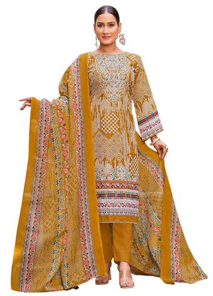DRAVINAM Trends Women's Unstitched Salwar Suit Dress Material - Cotton Digital Printed Organza Embroidered Kameez II Unstitch Bottoms II Cotton Dupatta