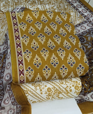 DRAVINAM Trends Jaipuri Print Cambric Cotton Unstitched Salwar Suit Dress Material for Women with Mulmul Cotton Dupatta