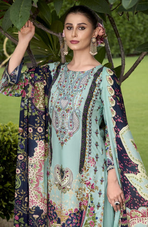 DRAVINAM Trends Women's Unstitched Cotton Suit Dress Material - Pure Cotton Embroidered Digital Top II Cotton Bottoms II Cotton Digital Print Dupatta