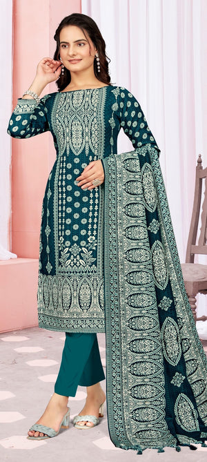 DRAVINAM Trends Women's Unstitched Winter Wear Digital Printed Heavy Woolen Pashmina Salwar Suit Dress Material with Printed Shawl Dupatta