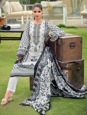 DRAVINAM Trends Women's Pure Karachi Lawn Cambric Digital Print with Pakistani Embroidery Unstitched Ladies Salwar Suit Dress Material with Lawn Cotton Dupatta