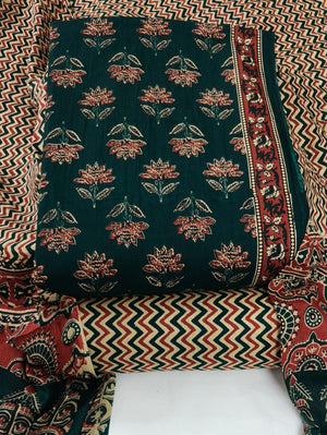 DRAVINAM Trends Jaipuri Print Cambric Cotton Unstitched Salwar Suit Dress Material for Women with Mulmul Cotton Dupatta
