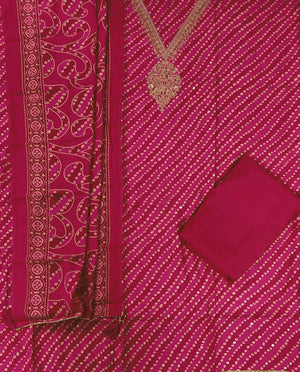 DRAVINAM Trends Womens Modal Silk Unstitched Suit Material with Embroidered Printed Kurta Pant and Dupatta