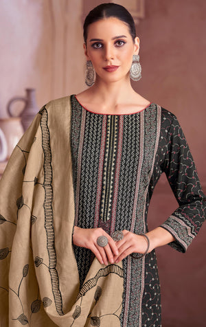 DRAVINAM Trends Women's Unstitched Rayon Salwar Suit Dress Material – Viscose Rayon Printed Hand work Top, Rayon Unstitch Bottom and Embroidered Cotton Dupatta