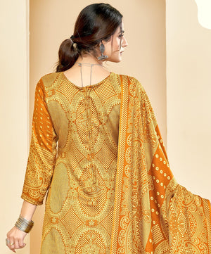 DRAVINAM Trends Women Unstitch Printed Pashmina Suit Dress Material I Digital style Printed Pashmia Top| Pure Pashmina Spun Dyed Bottoms | Luxurious Pure Woolen Shawl Dupatta with Piko work