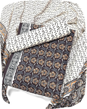 DRAVINAM Trends Unstitched Jaipuri Handmade Traditional Kalamkari Print Soft Cotton Dress Material with Cotton Dupatta