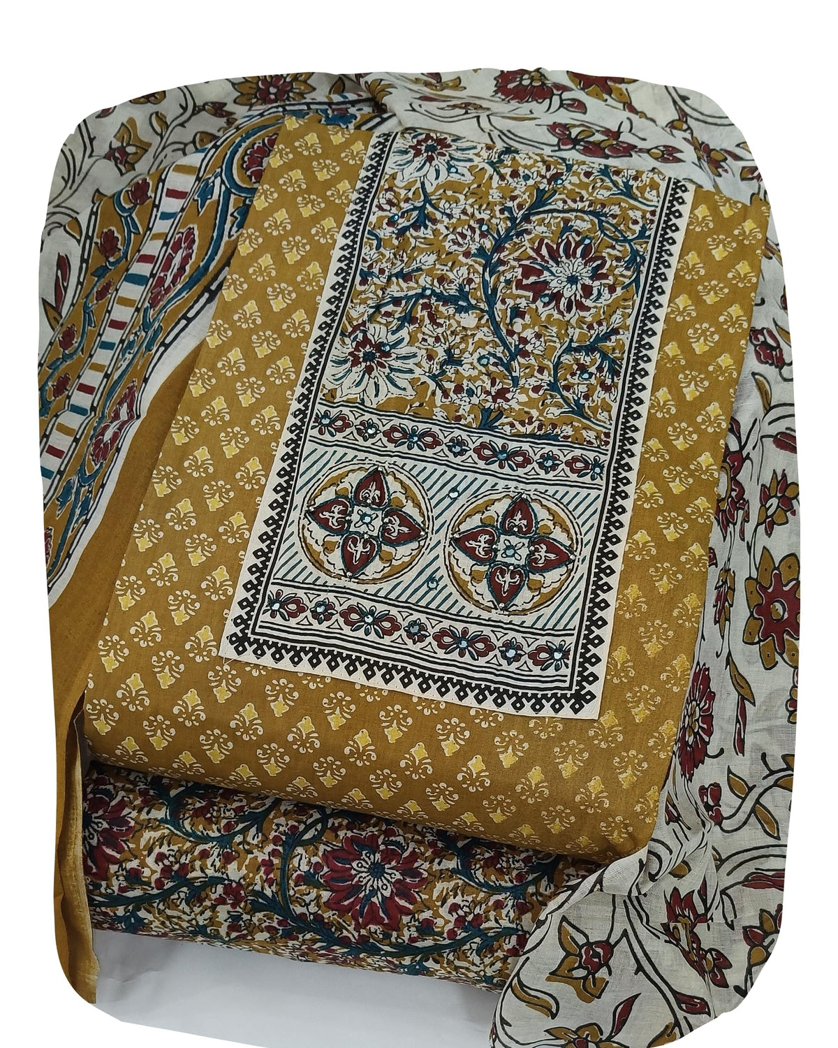 DRAVINAM Trends Women's Ethnic Pure Cotton Jaipuri Printed Unstitched Salwar Suit Dress Material with Dupatta