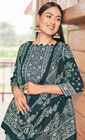 DRAVINAM Trends Women's Unstitched Winter Wear Kashmiri Kani Printed Heavy Woolen Pashmina Salwar Suit Dress Material with Digital Printed Printed Shawl Dupatta