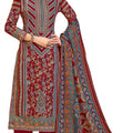 DRAVINAM Trends Women's Unstitched Kashmiri Kaani Print Swaroski work Warm Woollen Pashmina Salwar Suit Dress Material with Pashmina Printed Shawl Dupatta (Free Size_Red)