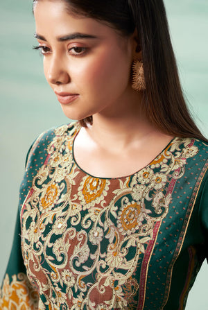 DRAVINAM Trends Women's Unstitched Pure Maslin Digital Foil Printed Pakistani Embroidered Suit Dress Material with Unstitched Maslin Bottoms and Maslin Dupatta