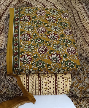 DRAVINAM Trends Jaipuri Print Cambric Cotton Unstitched Salwar Suit Dress Material for Women with Mulmul Cotton Dupatta